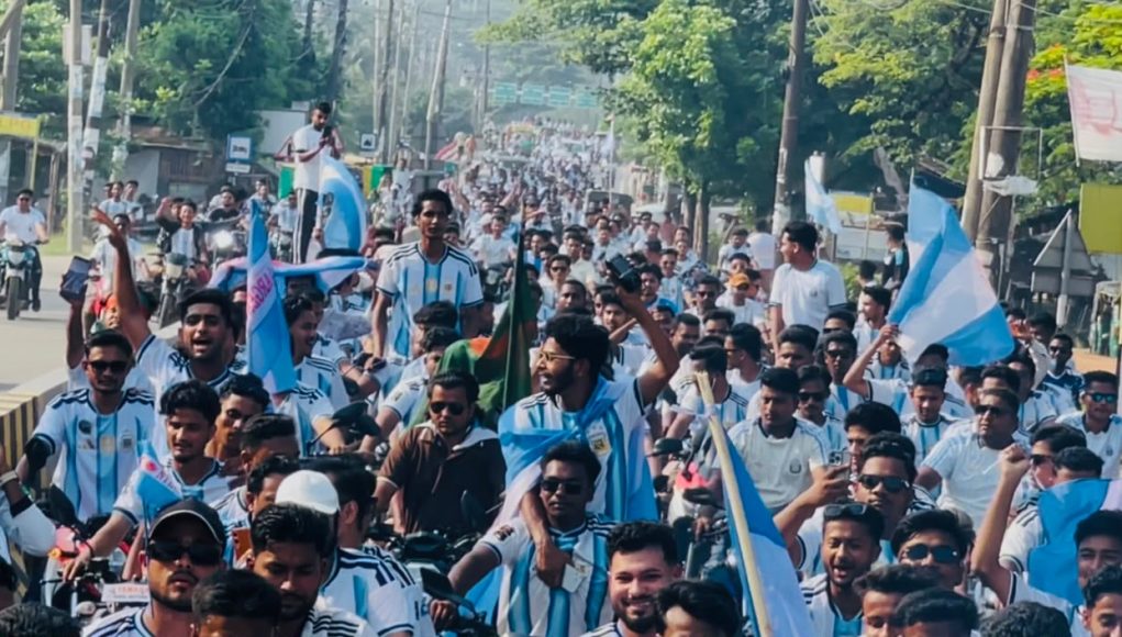 Argentina Fans Paint Teknaf Blue and White with Colourful Bike Showdown