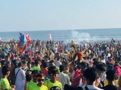Hundreds of Thousands Gather at Cox’s Bazar Beach for Durga Idol Immersion