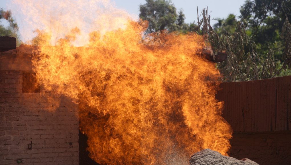 Visitors Gather to See Natural Gas Fire in Inani